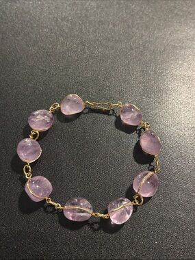 Vintage Amethyst stone gold tone bracelet